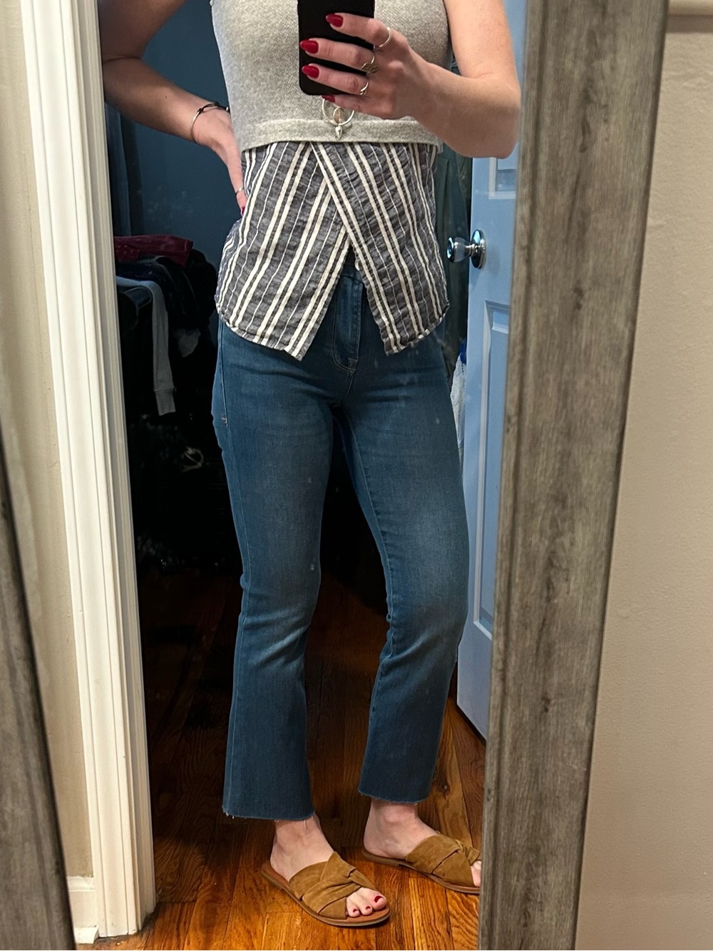 EUC Frame Denim Le Crop Mini Boot Ankle Fray Stretch Jeans in Randall